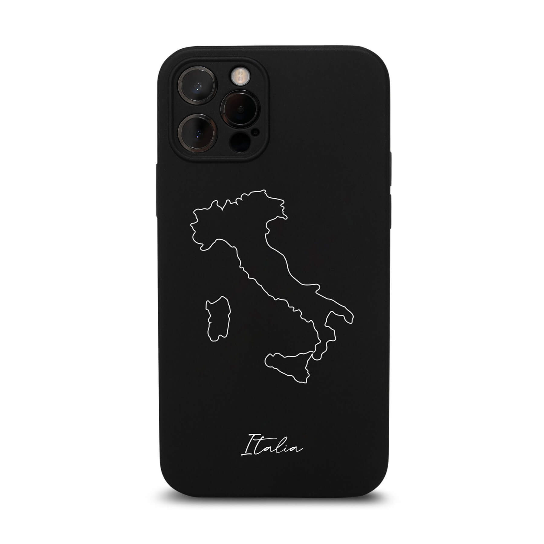 Italien Handyhülle für iPhone 11 und 12 – Rückseite mit Landkarte und Schriftzug