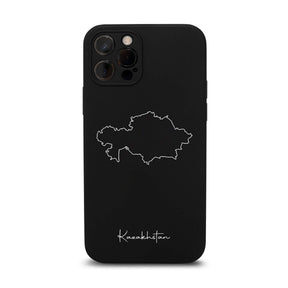 Kasachstan Handyhülle für iPhone 11 und 12 – Rückseite mit Landkarte und Schriftzug
