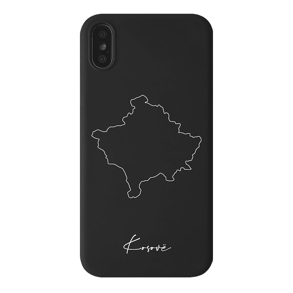 Kosovo Handyhülle für iPhone X, XS und XR – Rückseite mit Landkarte und Schriftzug
