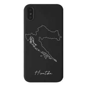 Kroatien Handyhülle für iPhone X, XS und XR – Rückseite mit Landkarte und Schriftzug