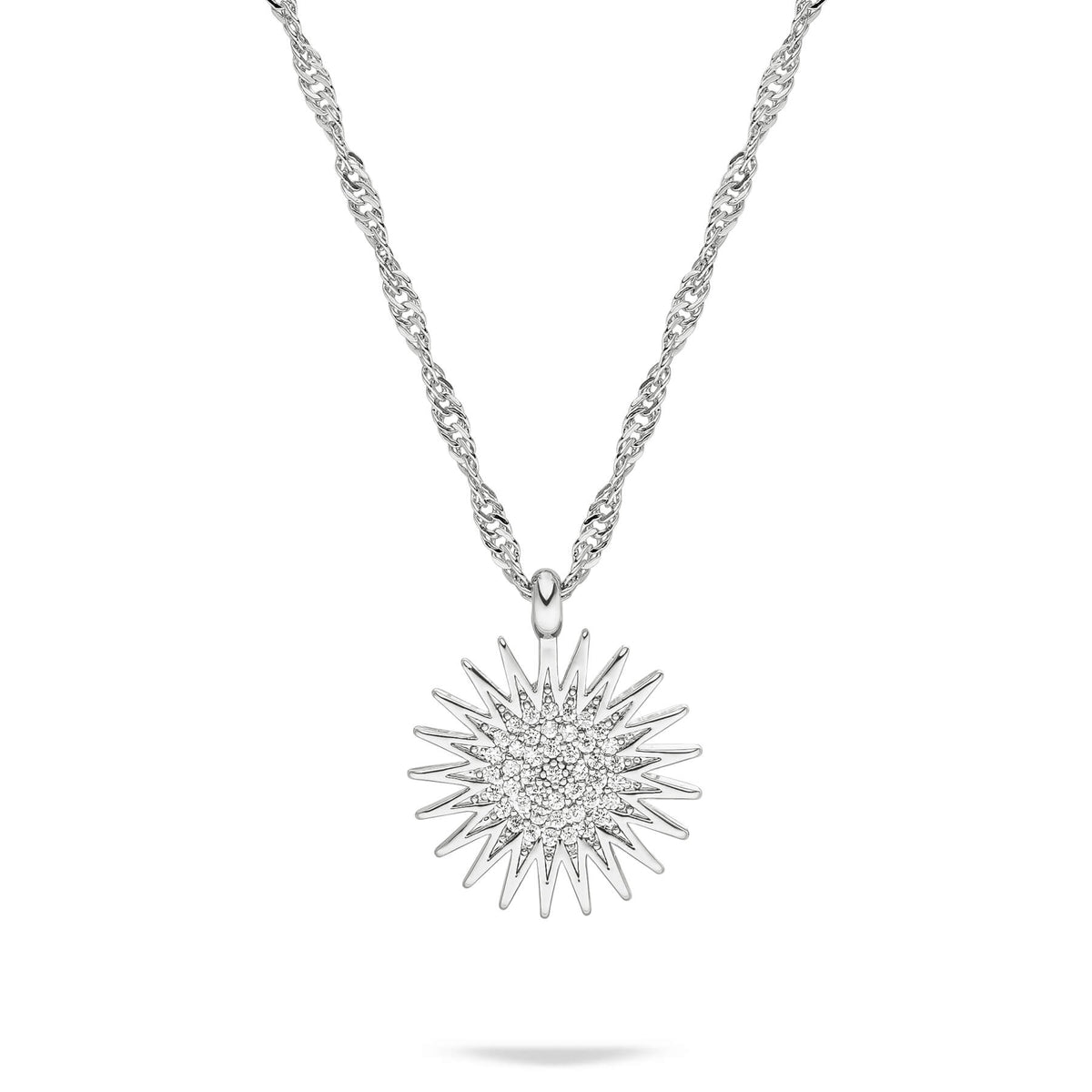 Kurdistan Wappen Kette Damen Silber Edelstahl – Roj Sonne