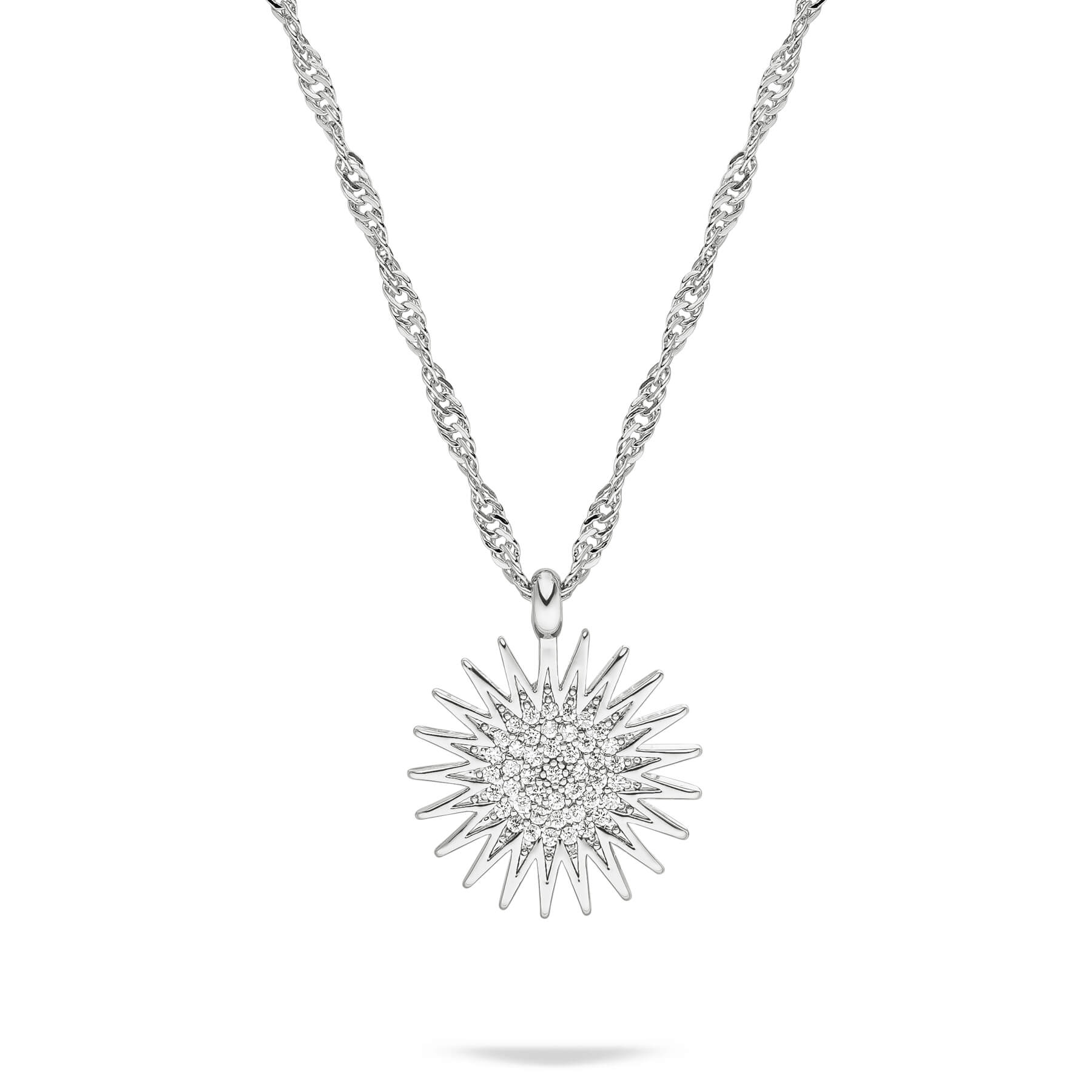 Kurdistan Wappen Kette Damen Silber Edelstahl – Roj Sonne