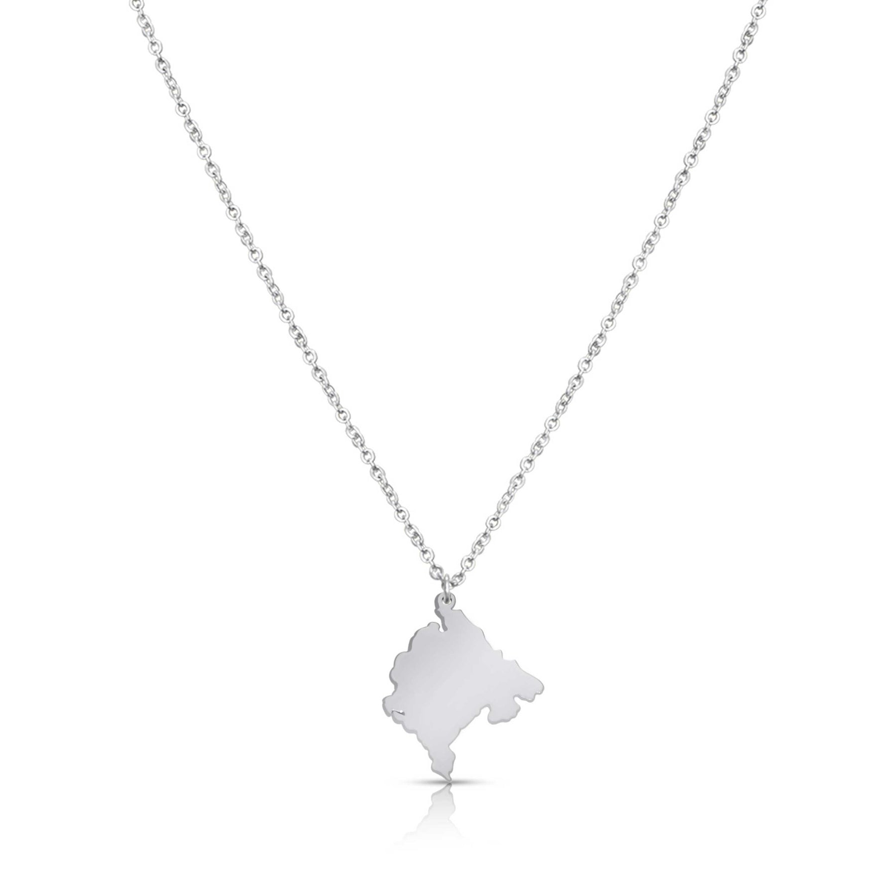 Montenegro Silhouette Landkarten Kette Damen Silber wasserfest | d'origine