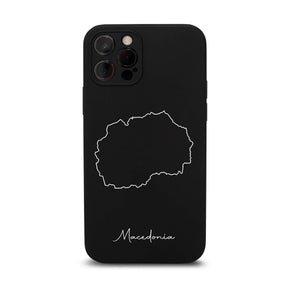 Mazedonien Handyhülle für iPhone 11 und 12 – Rückseite mit Landkarte und Schriftzug