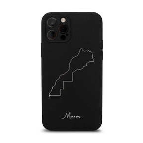 Marokko Handyhülle für iPhone 11 und 12 – Rückseite mit Landkarte und Schriftzug