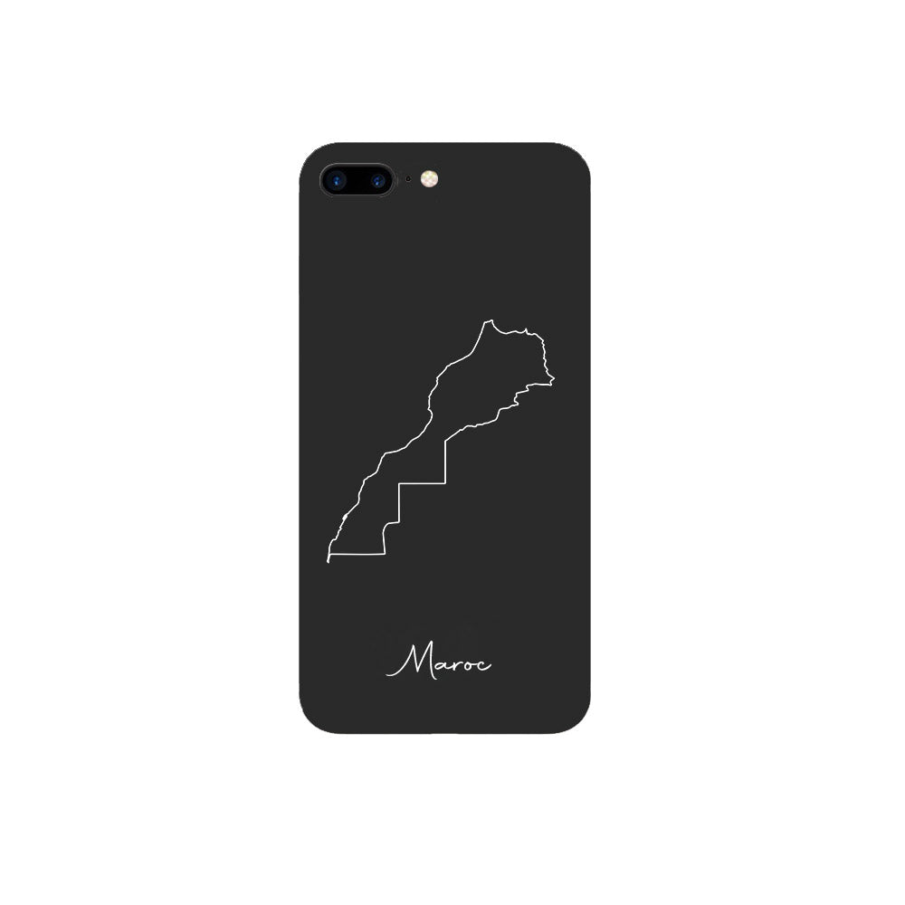 Marokko Handyhülle für iPhone 7 Plus und 8 Plus – Rückseite mit Landkarte und Schriftzug