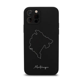 Montenegro Handyhülle für iPhone 11 und 12 – Rückseite mit Landkarte und Schriftzug