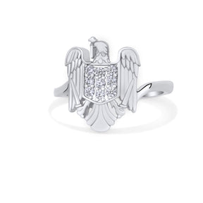 Rumänien Wappen Ring Damen Silber Edelstahl | d'origine