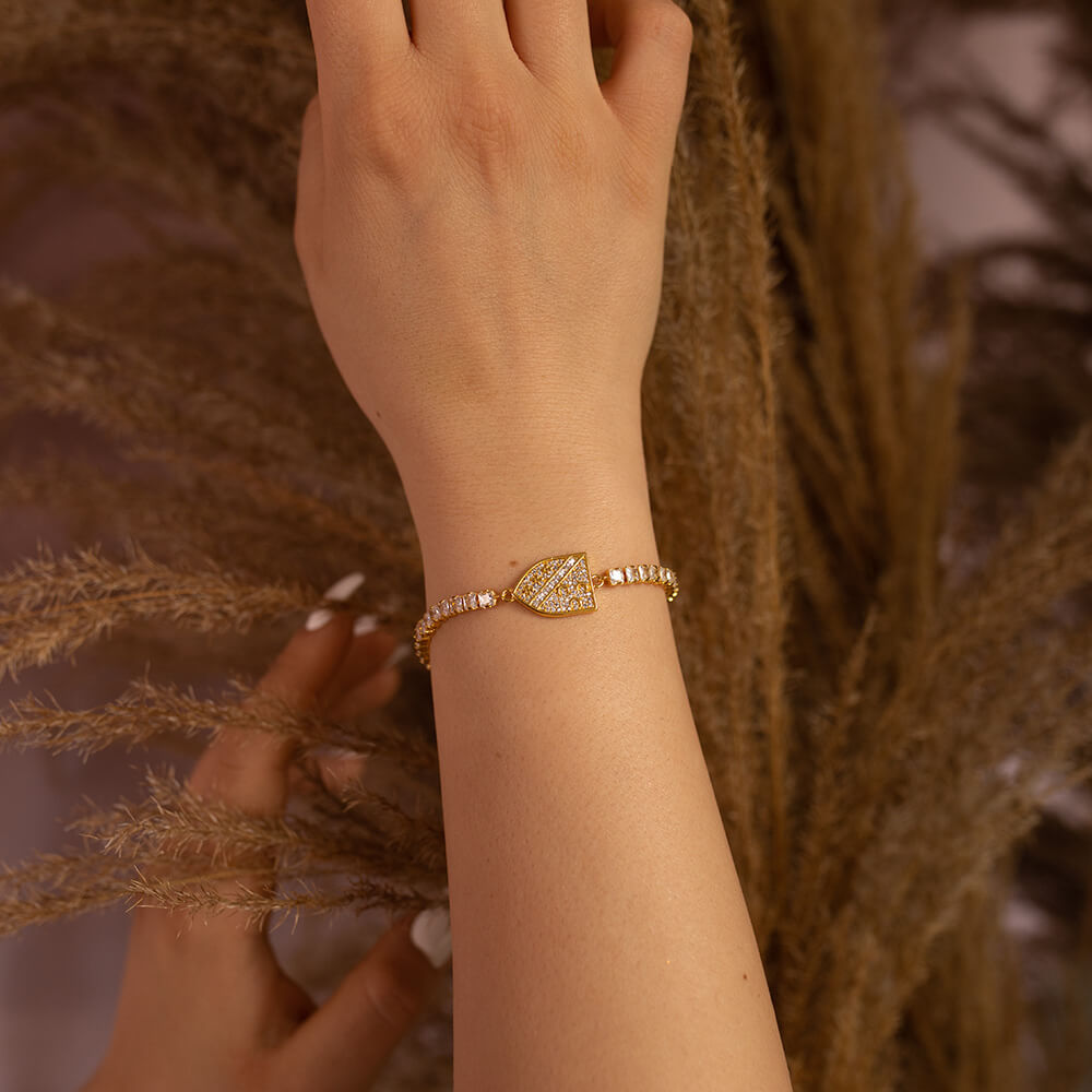 Sandžak Wappen Armband Damen 18K Gold – Ljiljan Lilie