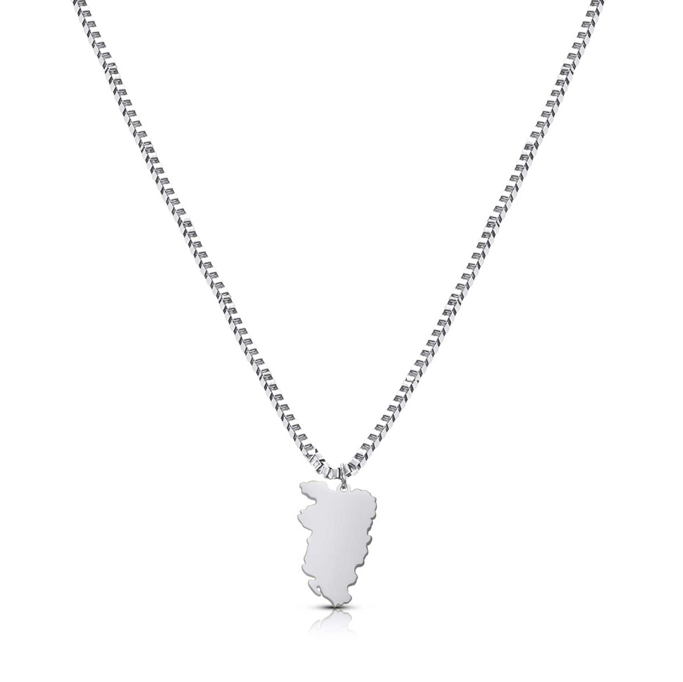 Shqipëri Map 5-Pendant Necklace Men Silver Stainless Steel | d'origine
