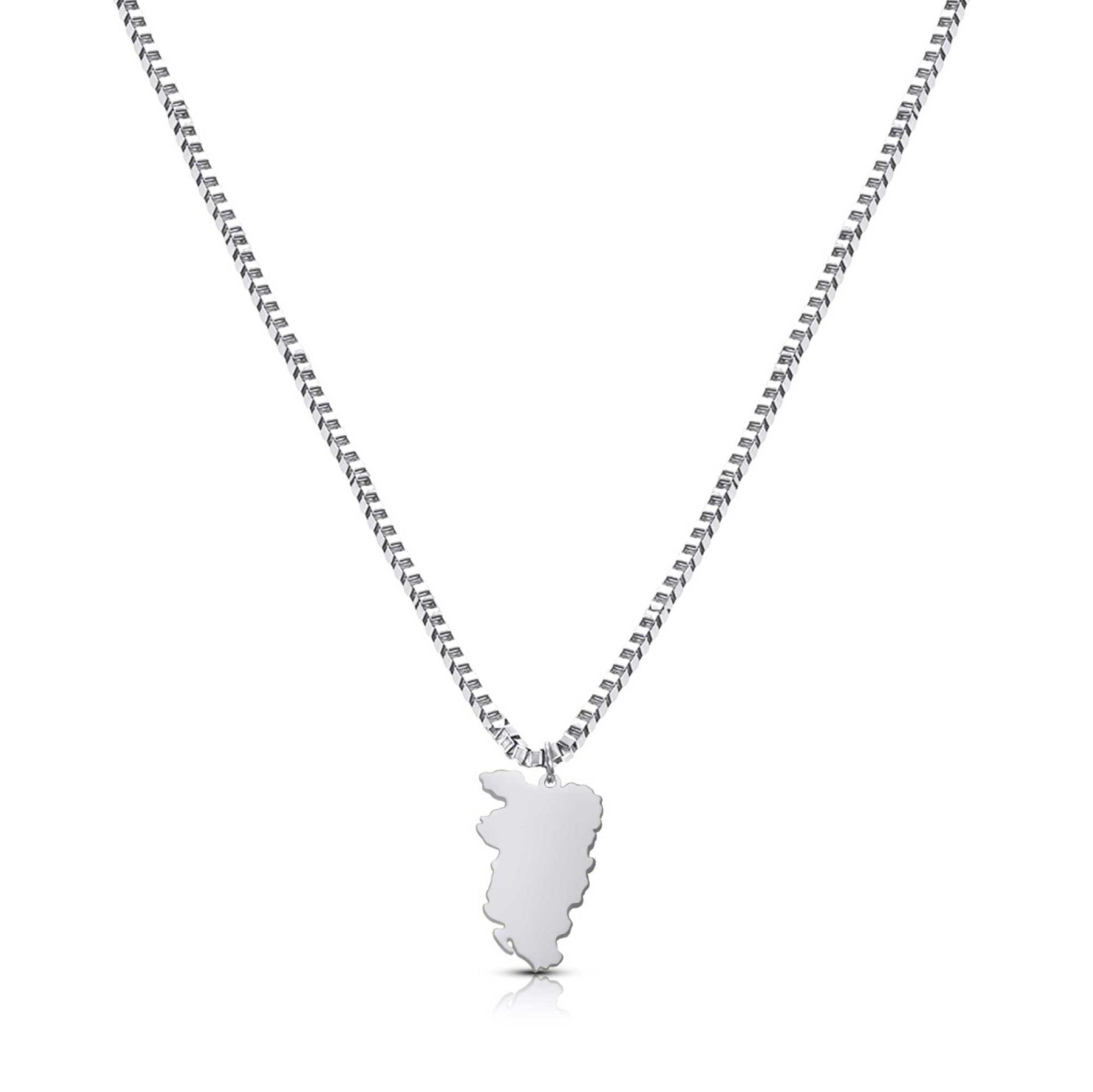 Shqipëri Map 5-Pendant Necklace Men Silver Stainless Steel | d'origine