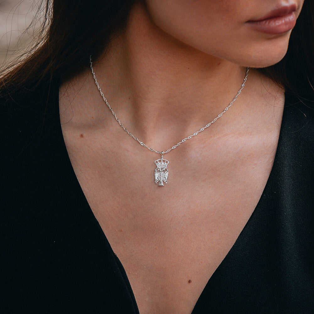 Serbia Emblem Necklace Women Worn Photo – Eagle