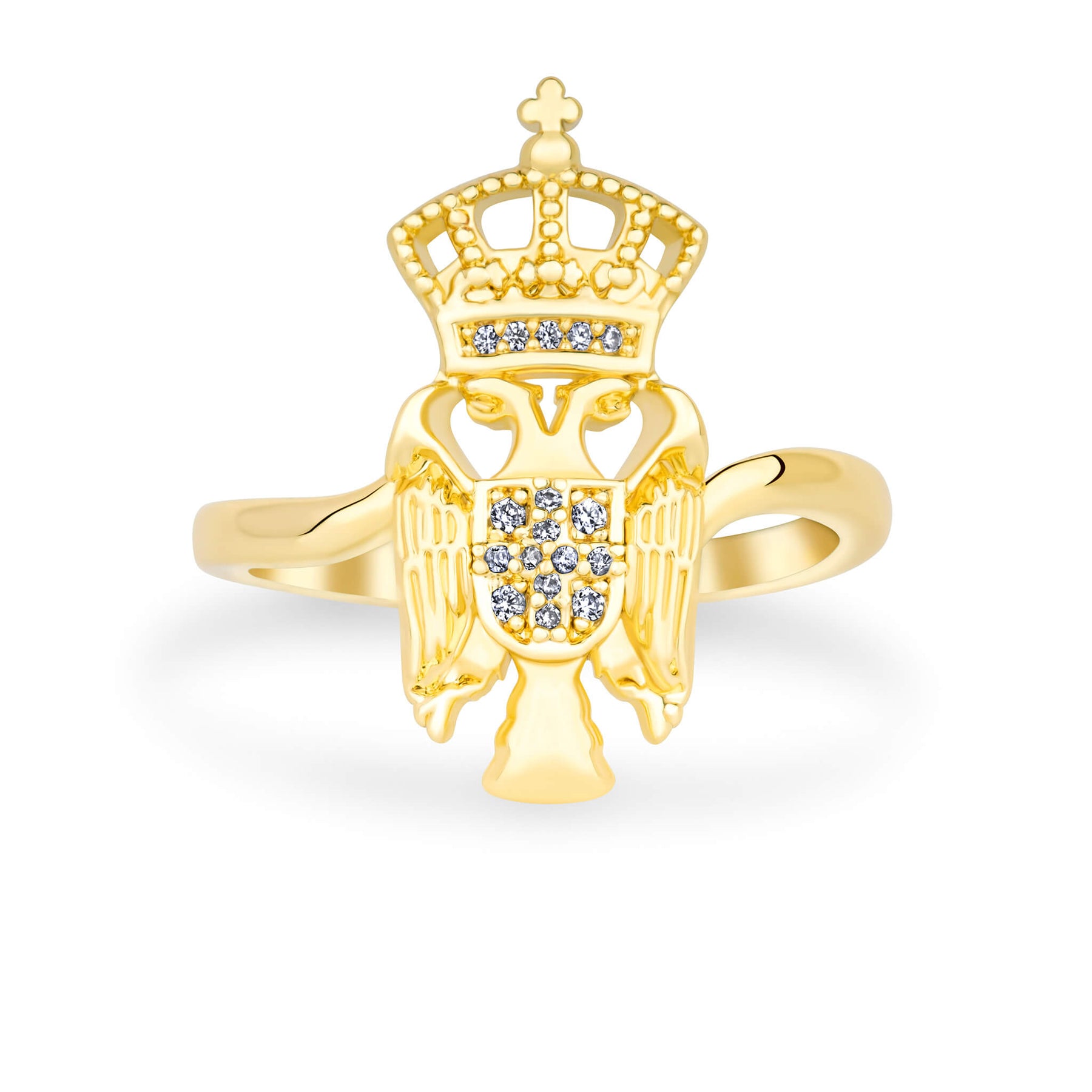 Serbien Wappen Ring Damen 18K Gold – Adler