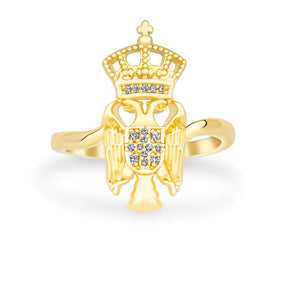 Serbien Wappen Ring Damen 18K Gold – Adler