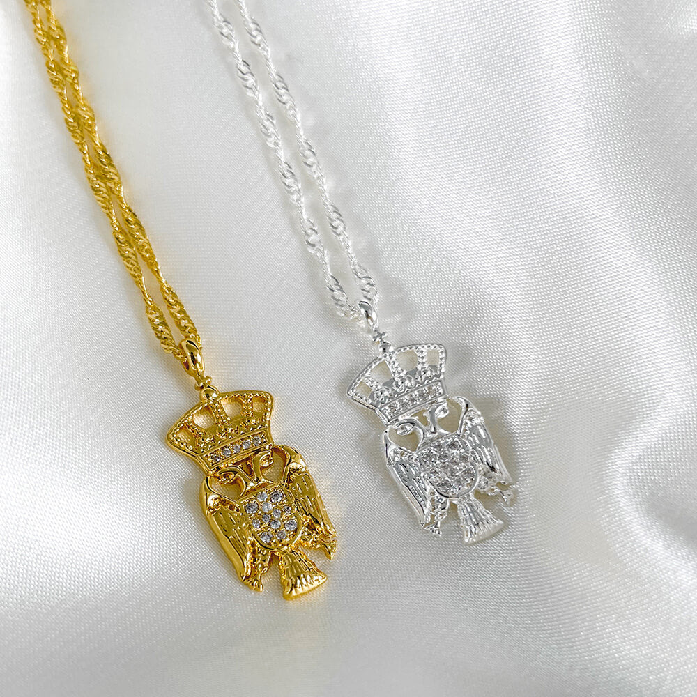 Serbia Eagle Emblem Necklace Women 18K Gold | d'origine
