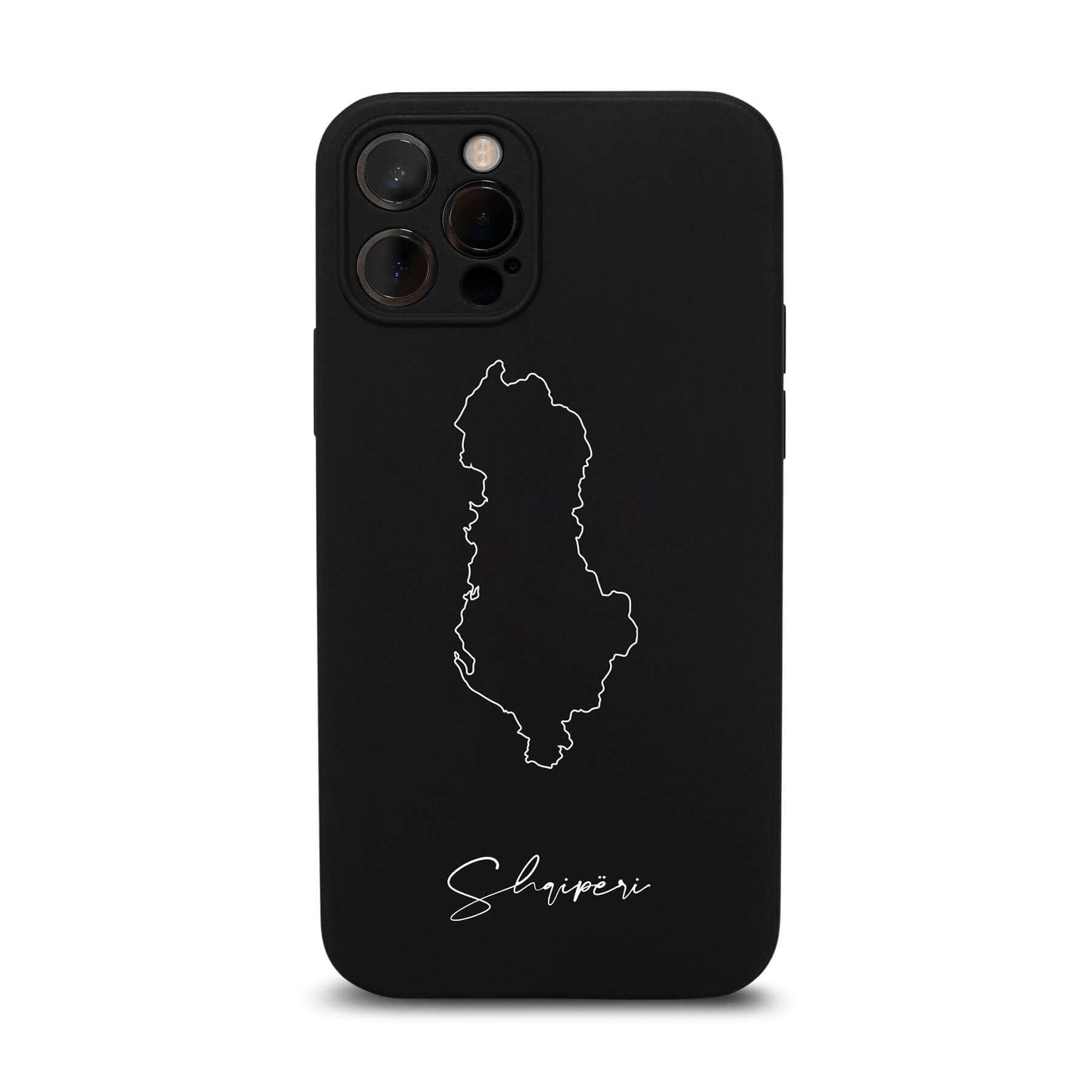 Albanien Handyhülle für iPhone 11 bis 13 und 14 – Rückseite mit Landkarte und Schriftzug