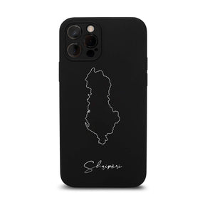 Albanien Handyhülle für iPhone 11 bis 13 und 14 – Rückseite mit Landkarte und Schriftzug