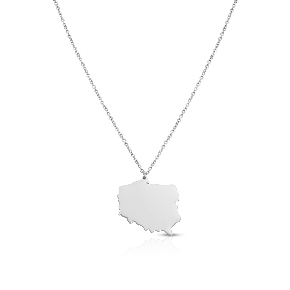 Polen Silhouette Landkarten Kette Damen Silber wasserfest | d'origine