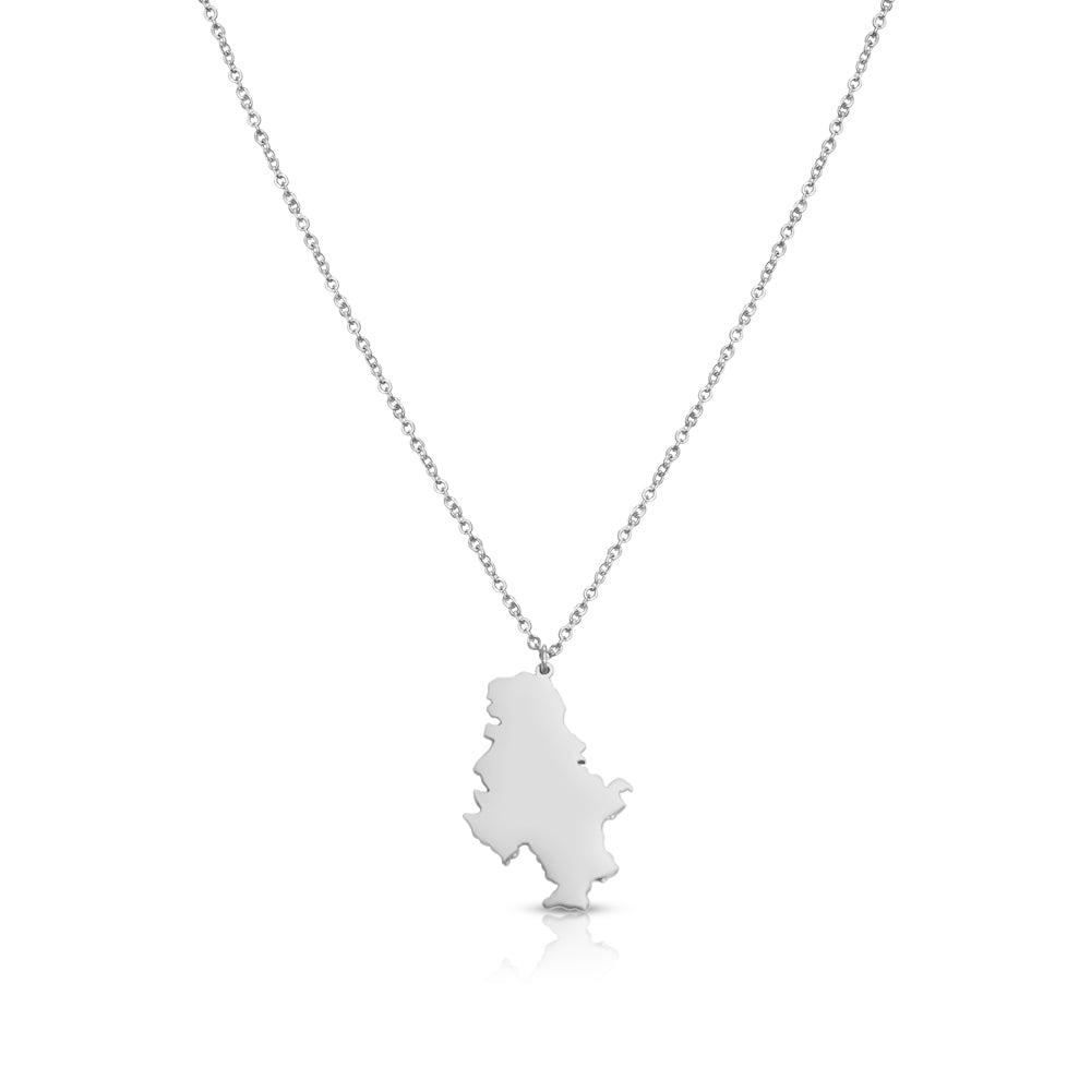 Serbien Silhouette Landkarten Kette Damen Silber wasserfest | d'origine