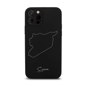 Syrien Handyhülle für iPhone 11 und 12 – Rückseite mit Landkarte und Schriftzug