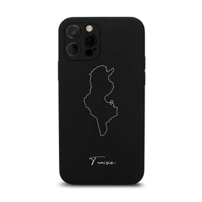 Tunesien Handyhülle für iPhone 11 und 12 – Rückseite mit Landkarte und Schriftzug