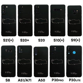 Türkei Handyhülle für Samsung Galaxy S8 bis S20, S21, S21+, A50, A51, A71 und Huawei P30 – Rückseite mit Landkarte und Schriftzug