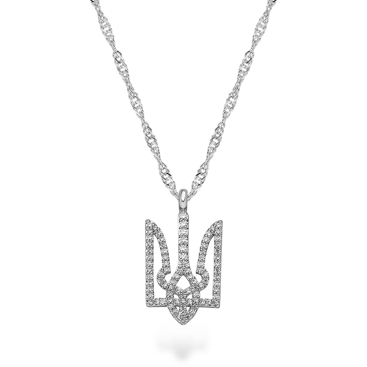 Ukraine Wappen Kette Damen Silber Edelstahl – Dreizack