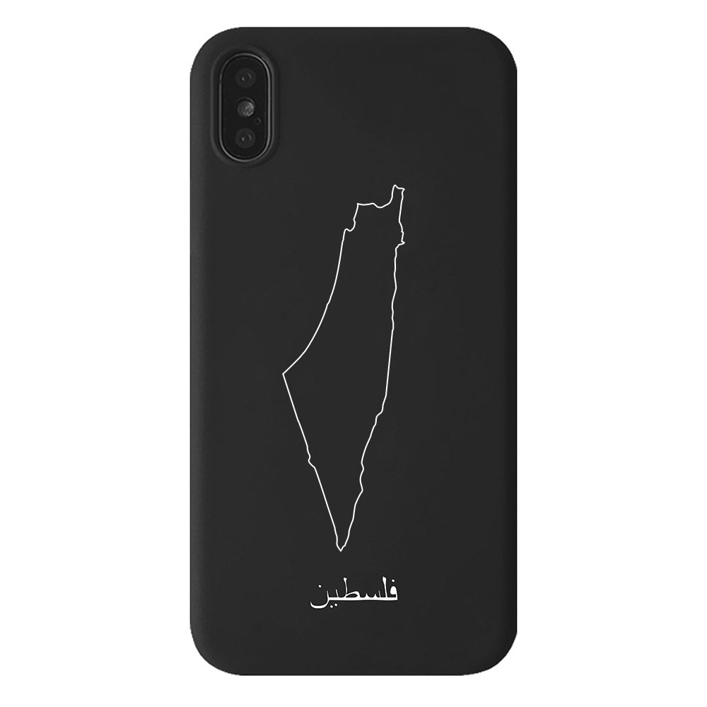 Palestine phone case for iPhone X, XS and XR – back with map and Arabic lettering