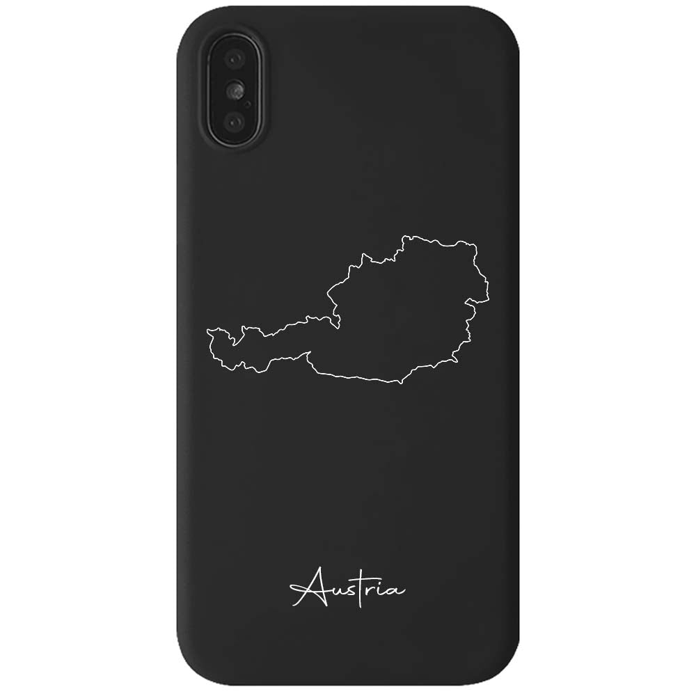 Österreich Handyhülle für iPhone X, XS und XR – Rückseite mit Landkarte und Schriftzug