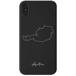 Österreich Handyhülle für iPhone X, XS und XR – Rückseite mit Landkarte und Schriftzug