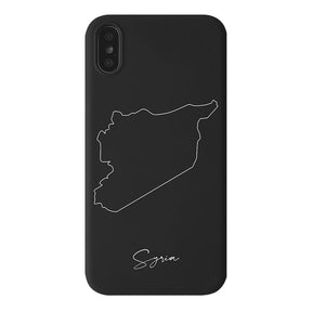 Syrien Handyhülle für iPhone X, XS und XR – Rückseite mit Landkarte und Schriftzug